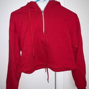 Red cropped hoodie
